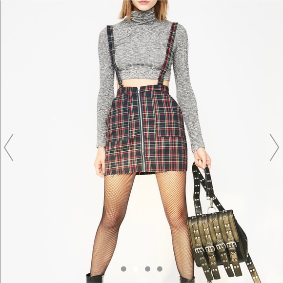 Dolls Kill Live Fast Red and Green Plaid Skirt - Picture 2 of 4